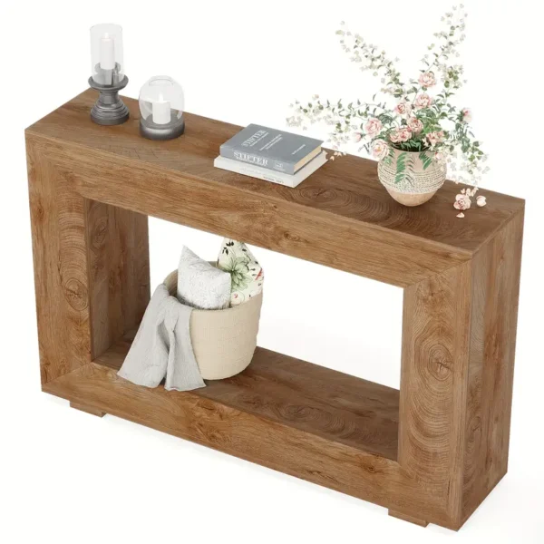 Farmhouse Console Table, 47 Inches Entryway Console Table With Storage - Image 4