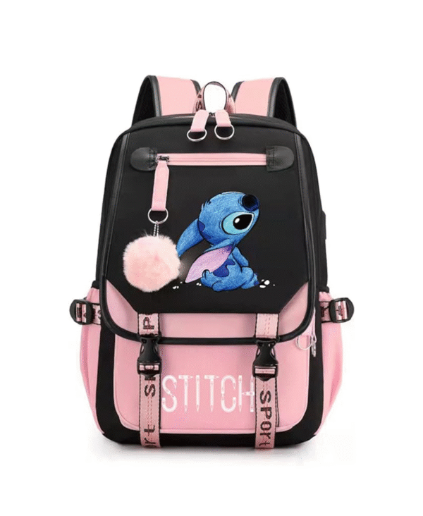 RWBLA Women Girls USB School Bag Large Capacity Stitch Backpack Casual Pink, Multicolored, 46*29*16cm (23424SDQ019)