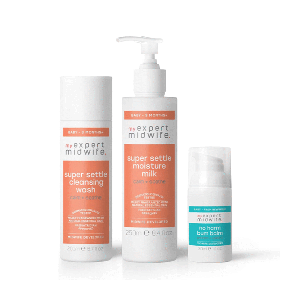 My Expert Midwife Baby Settle & Soothe Skincare Essentials Kit with Super Settle Cleansing Baby Body Wash, (Pack of 3)
