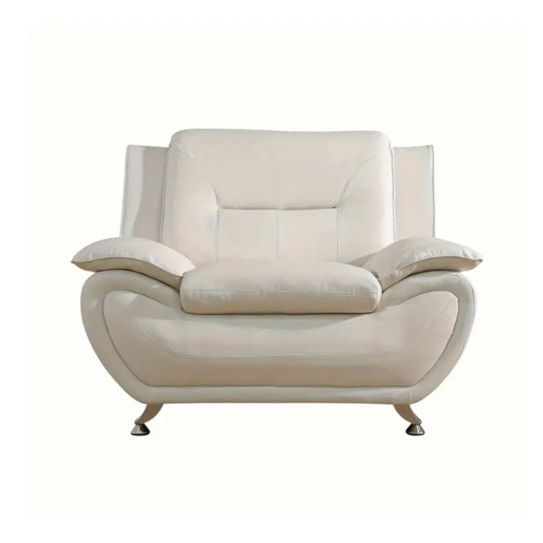 Stylish White Faux Leather 1-Seat Living Room Sofa