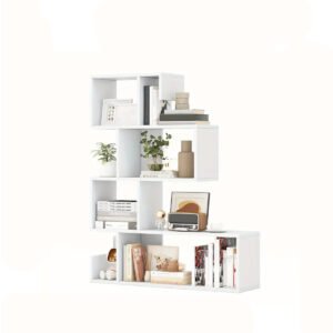 TANGKULA 5-Tier S-Shaped Bookshelf w/Open Cubes Anti-Toppling Kits Freestanding Bookcase