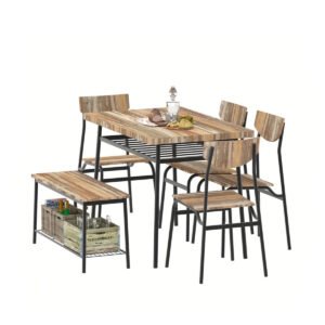 6 Piece Dining Table Set, Kitchen Table And Chairs, Dining Room Dinner Table Set