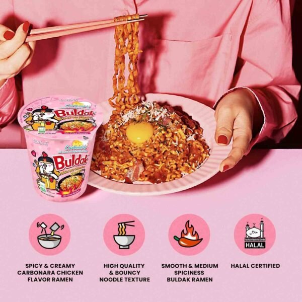 Samyang Carbo Buldak Nuclear Fire Fried Super Hot Spicy Noodle 5 Pack - Image 2