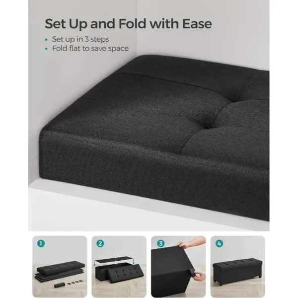Folding Storage Ottoman Bench for Living Room and Bedroom, 15 x 43. 3 x 15. 7 Inches - Image 4