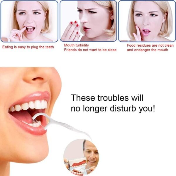 HouChanges Floss Sticks Dental Floss Picks Complete Clean,2 in 1 Dental Toothpick Polyethylene Resistant Dental, Cardamom（30Pcs） - Image 2