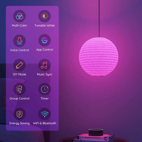 Govee RGBWW Smart Bulb, WiFi Alexa Light Bulbs B22, 54 Dynamic Scenes, 800LM, Music Sync, DIY 16 Million Color, Work with Alexa - Image 3
