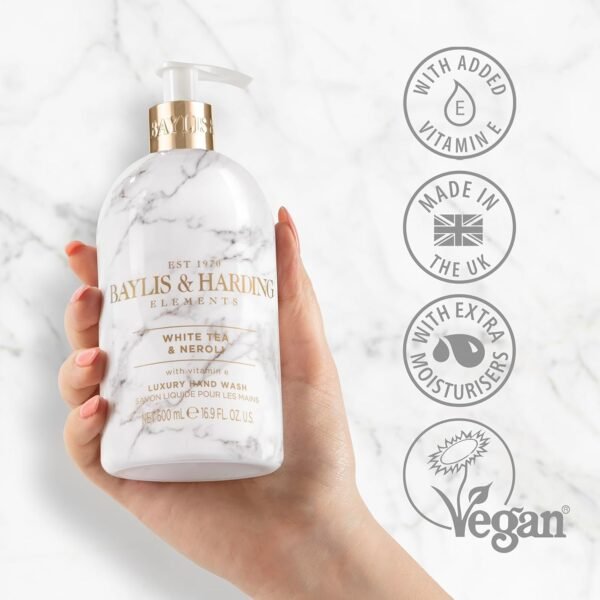 Baylis & Harding Elements White Tea & Neroli Hand Wash, 500 ml (Pack of 3) - Vegan Friendly - Image 3