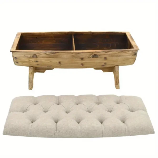 Solid Wood Fir 40. 6 Inch Storage Bench with Cushioned Versatile Organizer for Entryway Living Room and Bedroom - Image 3