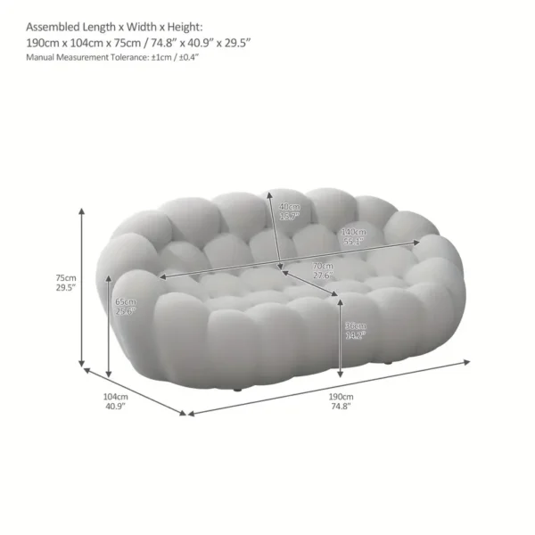 74.8'' Modern Bubble Floor Couch For Living Room, Office, Green - Image 2