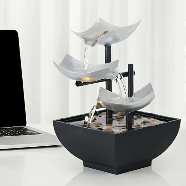 USB powered metal waterfall fountain - rural style desktop decoration with soothing sound, suitable for indoor desktop fountains in homes and offices - Image 3