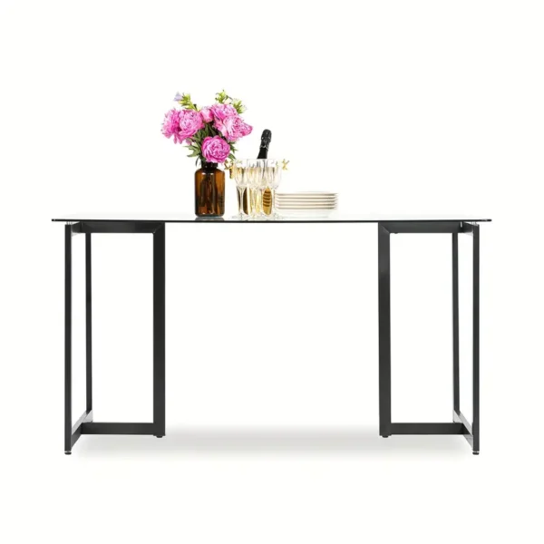 FurnitureR Tempered Glass Dining 55 Inches Dinner Table For 4-6 Persons - Image 3