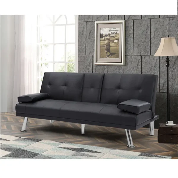 Foldable sofa bed with coffee cup holder - Image 4