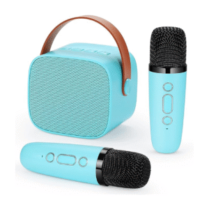 Duemste Karaoke Machine Kids with 2 Wireless Microphone,Portable Karaoke Machine with Bluetooth with LED Light and Blue Sticker for Boys Girls Families Birthday Party,Blue