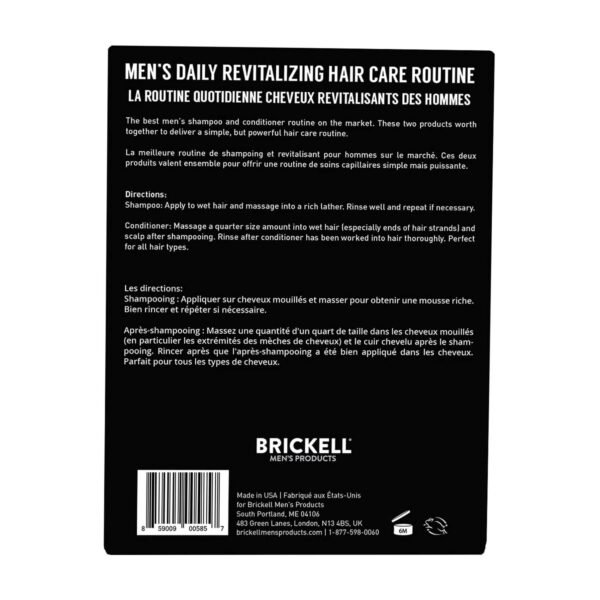 Brickell Men’s Daily Revitalizing Hair Care Routine, Mint and Tea Tree Oil Shampoo, Strength and Volume Enhancing Conditioner, Natural and Organic - Image 3