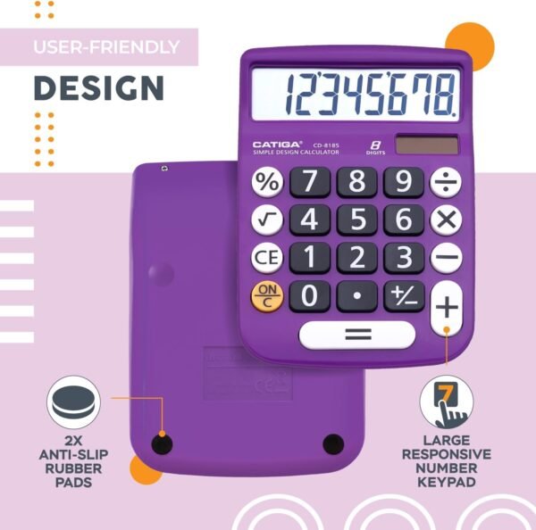 Desktop Calculator 12 Digit with Large LCD Display - CD-8185 (Violet) - Image 2