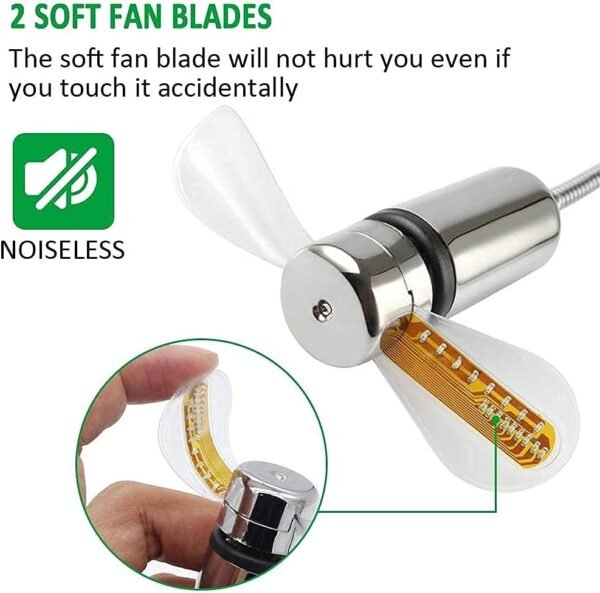 huiheng USB LED Fan, Mini LED Clock Fan with Flexible Gooseneck, Personal Silent Laptop Fan USB Powered for Home Office - Image 2