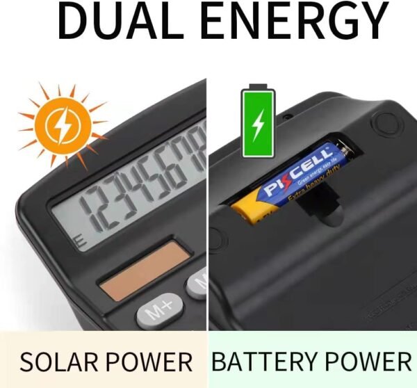 Bimormat Desktop Calculators Solar & Battery Power 12 Digit Large LCD (classic black) - Image 5