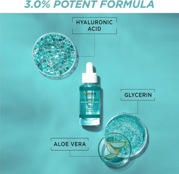 Garnier SkinActive Hyaluronic Aloe Super Serum - With 3% Hyaluronic Acid Aloe Vera & Glycerin, 30ml - Image 4