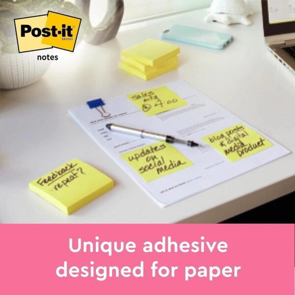Post-it Super Sticky Notes, Double the Sticking Power, 4 + 2 FREE Pads, 540 Sheets, 76 mm x 76 mm - Image 4