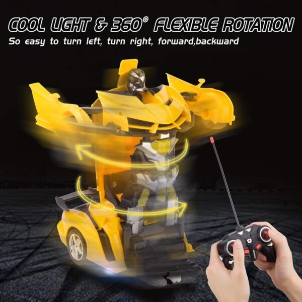 RAVSOOL Remote Control Transform Car, Rc Robot Rechargeable 360'Rotating Stunt 1:18 Deformation Racing Car Toy - Image 4