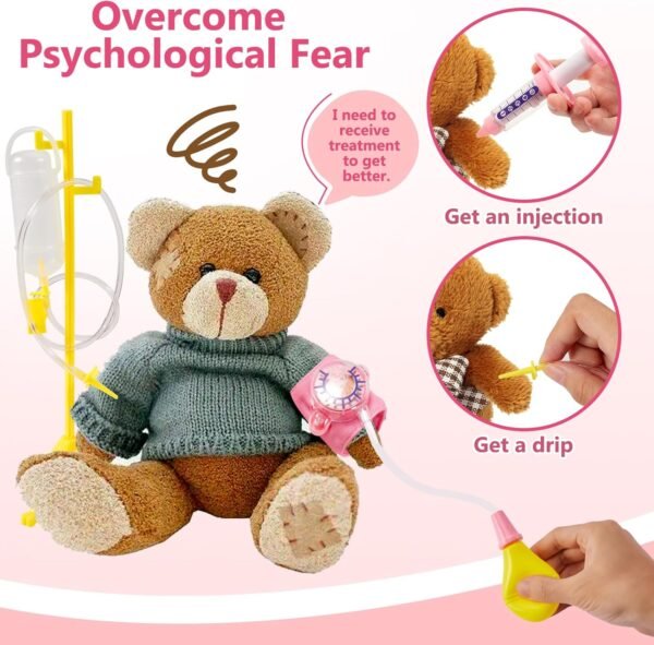 HERSITY Kids Doctors Kit Toy Medical Playset Nurses Costume Role Play Dentist Set with Carry Case Gifts for 3 4 5 6 Years Old Girls - Image 2