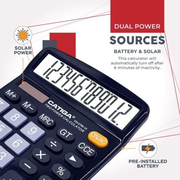 12 Digit Desktop Calculator with Large LCD Display and Sensitive Button, CD-2786 - Image 4