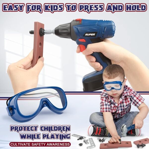 Vanplay Kids Tool Set 52Pcs Pretend Play Tools Kit with Electronic Toy Dril Belt Tool Box Toys for Boys Girls Ages 3 4 5 6 7 Years Old for Kids - Image 2