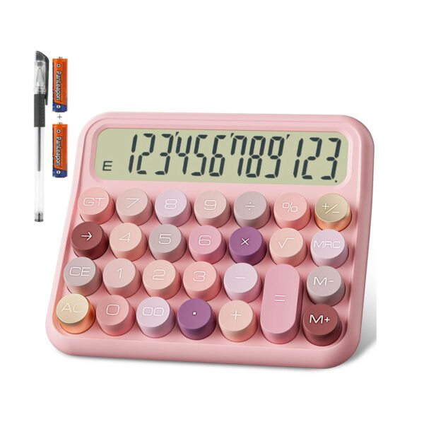 Mechanical Calculator 12 Digit Extra Large 5-Inch LCD Display - 15°Tilt Screen for Kids Calculator(Rose)