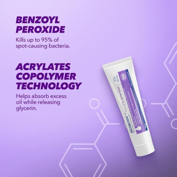 Acnecide Face Gel 5% Benzoyl Peroxide Acne Treatment for Spot Prone Skin 15g - Image 7