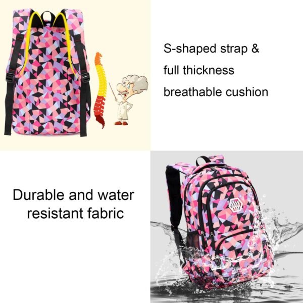 SellerFun Girl Geometric Printed Primary Junior High University School Bag Bookbag Backpack 19L - Image 3