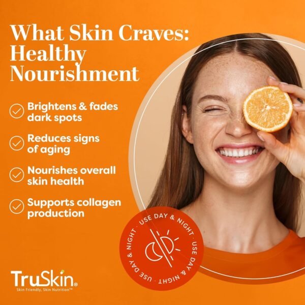 TruSkin Vitamin C Serum for Face – Anti Aging Face Serum with Vitamin C, Hyaluronic Acid, Vitamin E – Brightening Serum for Dark Spots, Even Skin Tone, Eye Area, Fine Lines & Wrinkles, 1 Fl Oz 30ml - Image 5