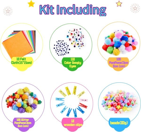 Yetech Arts and Crafts Supplies for Kids-1500+pcs Craft kits for kids With Unicorn Storage bag - Ages 4-12 - Image 4