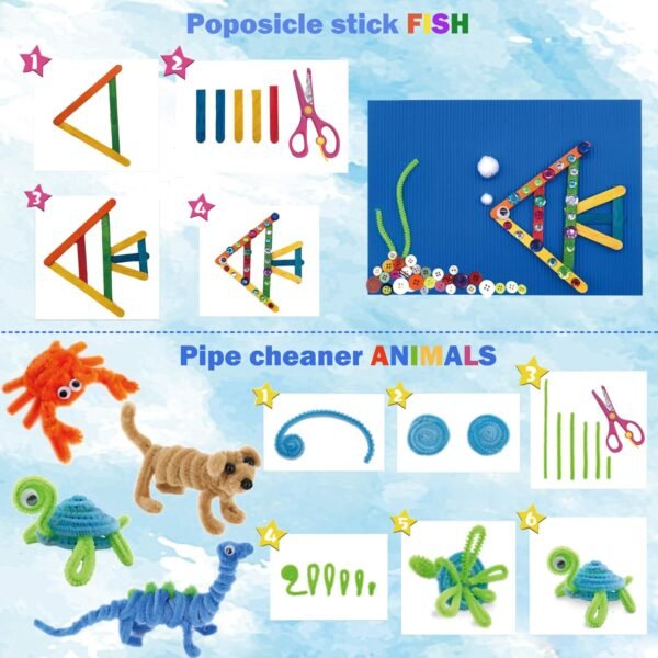 Yetech Arts and Crafts Supplies for Kids-1500+pcs Craft kits for kids With Unicorn Storage bag - Ages 4-12 - Image 3