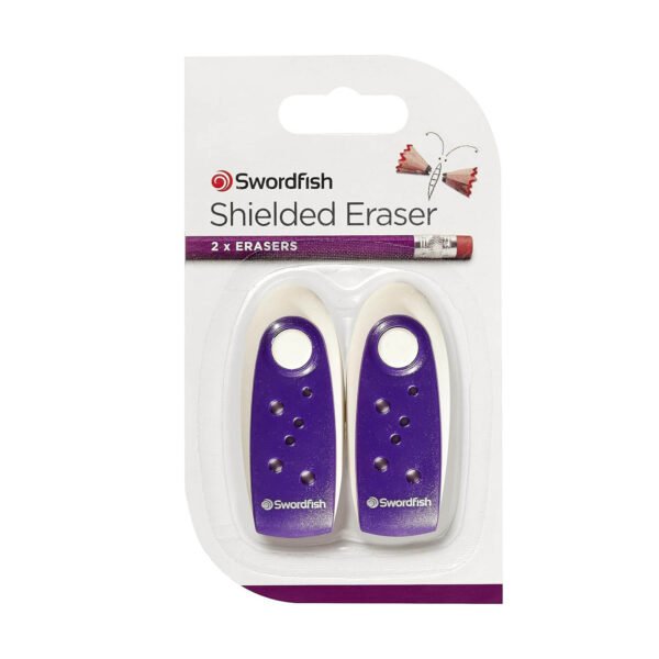 Swordfish Purple ‘Shielded’ Eraser [Pack of 2] PVC and Phthalate Free Eraser [40283] - Image 2