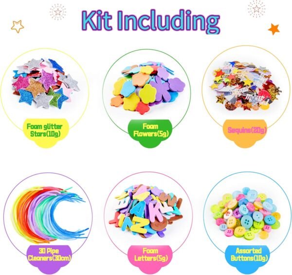 Yetech Arts and Crafts Supplies for Kids-1500+pcs Craft kits for kids With Unicorn Storage bag - Ages 4-12 - Image 5