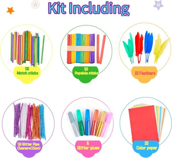 Yetech Arts and Crafts Supplies for Kids-1500+pcs Craft kits for kids With Unicorn Storage bag - Ages 4-12 - Image 2